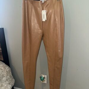 AFRM Tan Faux Leather Pants